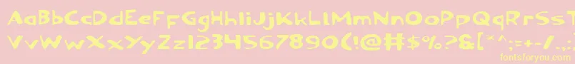 OzymandiasExpanded-fontti – keltaiset fontit vaaleanpunaisella taustalla