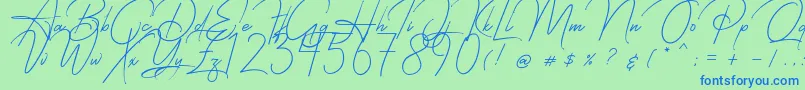 Starcity Script-fontti – siniset fontit vihreällä taustalla