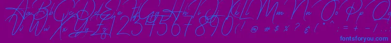 フォントStarcity Script – 紫色の背景に青い文字