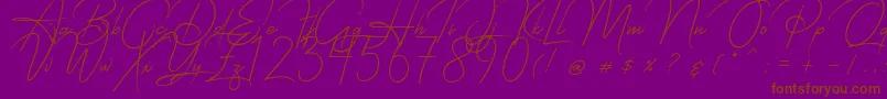 Starcity Script-Schriftart – Braune Schriften auf violettem Hintergrund