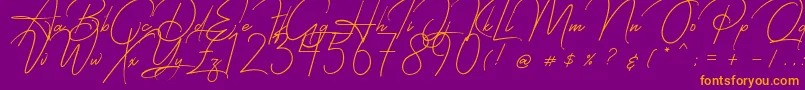 Starcity Script-Schriftart – Orangefarbene Schriften auf violettem Hintergrund