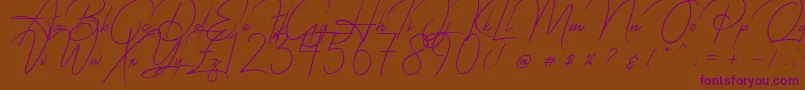 Starcity Script-Schriftart – Violette Schriften auf braunem Hintergrund