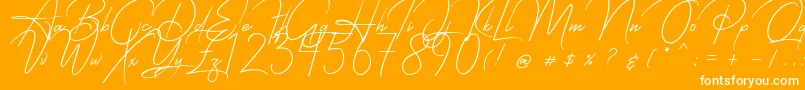 Starcity Script-Schriftart – Weiße Schriften auf orangefarbenem Hintergrund