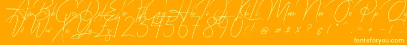 Starcity Script-Schriftart – Gelbe Schriften auf orangefarbenem Hintergrund