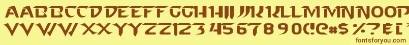 フォントStarcraft Normal – 茶色の文字が黄色の背景にあります。