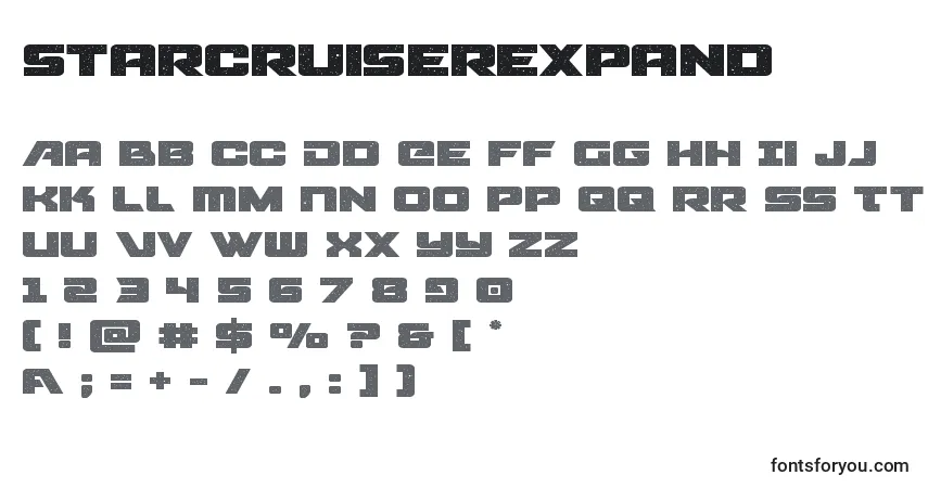 A fonte Starcruiserexpand – alfabeto, números, caracteres especiais