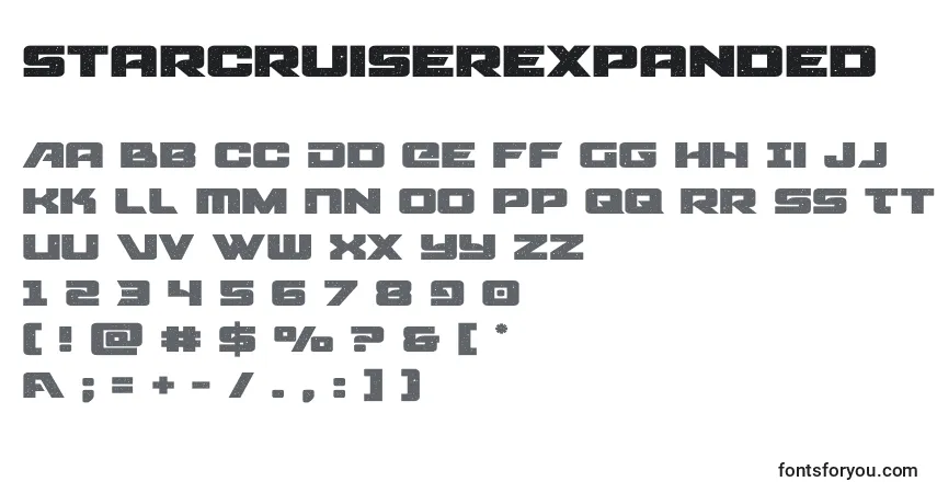 Schriftart Starcruiserexpanded – Alphabet, Zahlen, spezielle Symbole