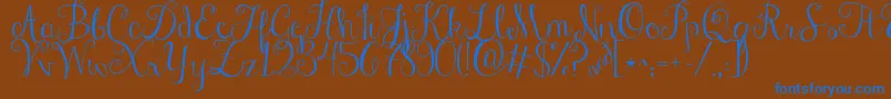 Jandastylishscript-Schriftart – Blaue Schriften auf braunem Hintergrund