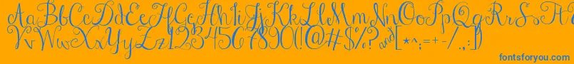 Jandastylishscript-Schriftart – Blaue Schriften auf orangefarbenem Hintergrund