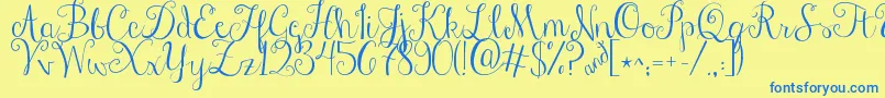 Jandastylishscript Font – Blue Fonts on Yellow Background