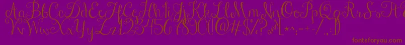 Jandastylishscript-fontti – ruskeat fontit violetilla taustalla