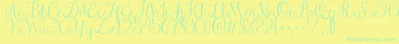 Fonte Jandastylishscript – fontes verdes em um fundo amarelo