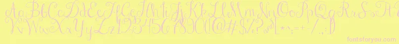 Fonte Jandastylishscript – fontes rosa em um fundo amarelo