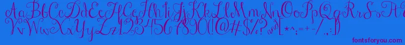 Jandastylishscript-Schriftart – Violette Schriften auf blauem Hintergrund