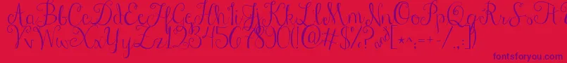 Czcionka Jandastylishscript – fioletowe czcionki na czerwonym tle