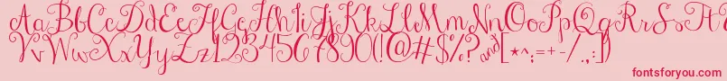 Fonte Jandastylishscript – fontes vermelhas em um fundo rosa