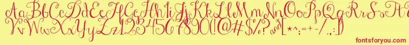 Jandastylishscript-Schriftart – Rote Schriften auf gelbem Hintergrund