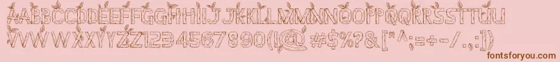 Stardew Valley ALL CAPS-Schriftart – Braune Schriften auf rosa Hintergrund