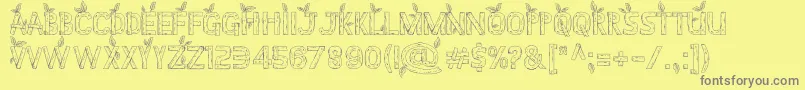 Stardew Valley ALL CAPS-Schriftart – Graue Schriften auf gelbem Hintergrund