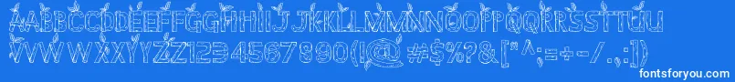 Czcionka Stardew Valley ALL CAPS – białe czcionki na niebieskim tle