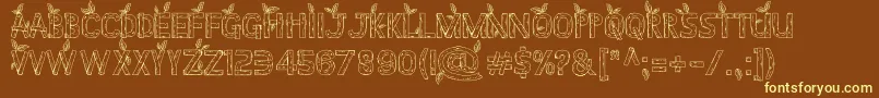 Stardew Valley ALL CAPS Font – Yellow Fonts on Brown Background