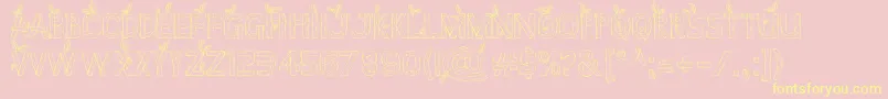 Stardew Valley ALL CAPS-Schriftart – Gelbe Schriften auf rosa Hintergrund