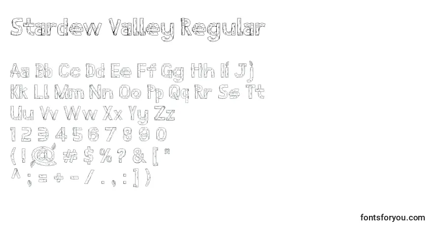 Czcionka Stardew Valley Regular – alfabet, cyfry, specjalne znaki