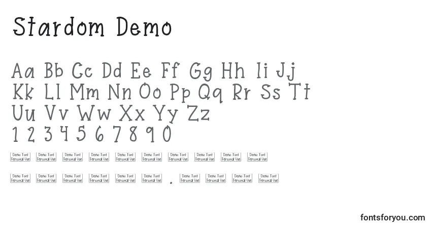 Шрифт Stardom Demo – алфавит, цифры, специальные символы