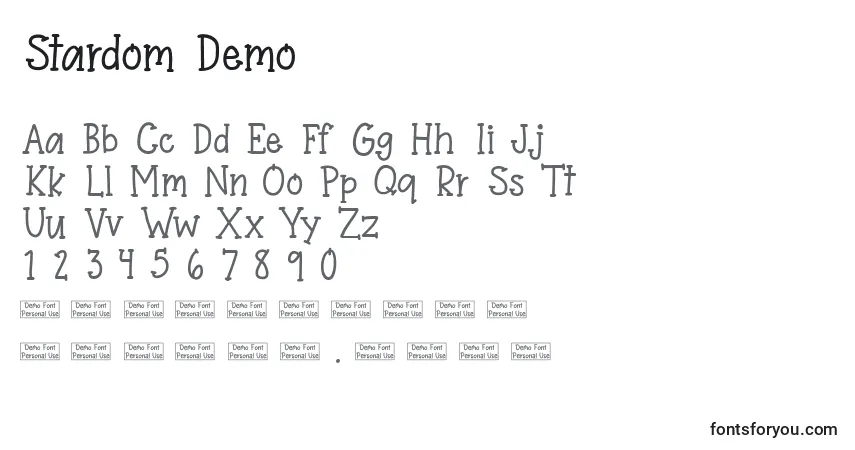 A fonte Stardom Demo (141847) – alfabeto, números, caracteres especiais