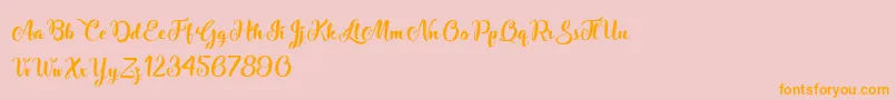 Stardust Adventure-Schriftart – Orangefarbene Schriften auf rosa Hintergrund