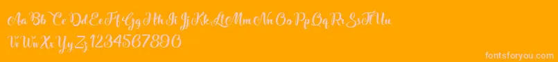 Stardust Adventure-Schriftart – Rosa Schriften auf orangefarbenem Hintergrund