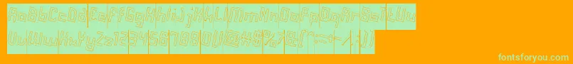 AlotOfLoveHollowInverse-Schriftart – Grüne Schriften auf orangefarbenem Hintergrund