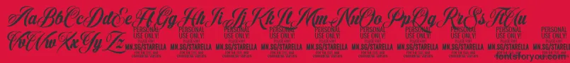 Fonte StarellaScript PERSONAL USE – fontes pretas em um fundo vermelho