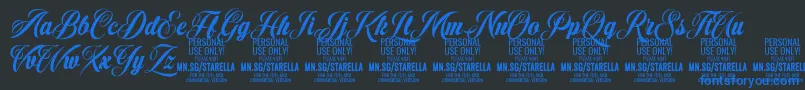 StarellaScript PERSONAL USE Font – Blue Fonts on Black Background