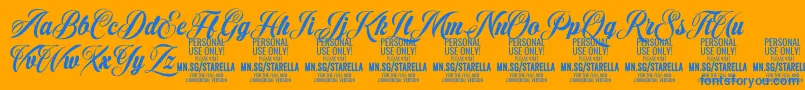 StarellaScript PERSONAL USE Font – Blue Fonts on Orange Background