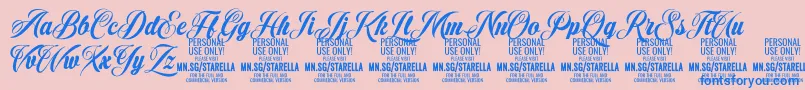 StarellaScript PERSONAL USE Font – Blue Fonts on Pink Background