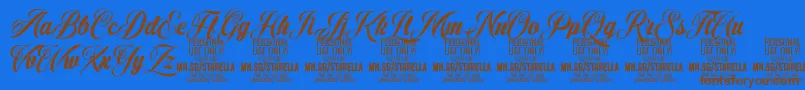 StarellaScript PERSONAL USE Font – Brown Fonts on Blue Background
