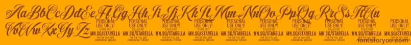 StarellaScript PERSONAL USE Font – Brown Fonts on Orange Background