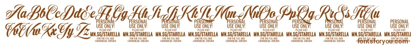 Fonte StarellaScript PERSONAL USE – fontes marrons em um fundo branco