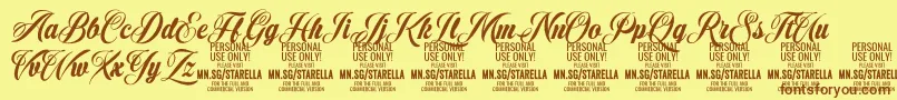 StarellaScript PERSONAL USE Font – Brown Fonts on Yellow Background