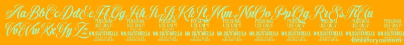 StarellaScript PERSONAL USE Font – Green Fonts on Orange Background