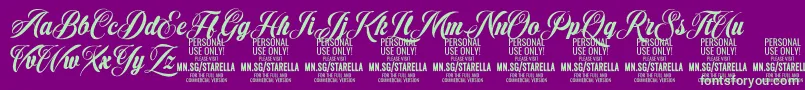 Czcionka StarellaScript PERSONAL USE – zielone czcionki na fioletowym tle