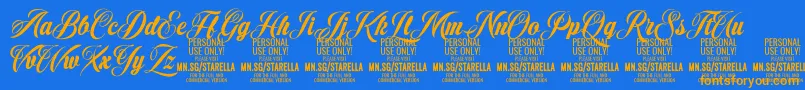 StarellaScript PERSONAL USE Font – Orange Fonts on Blue Background