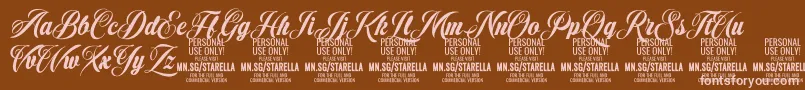 フォントStarellaScript PERSONAL USE – 茶色の背景にピンクのフォント