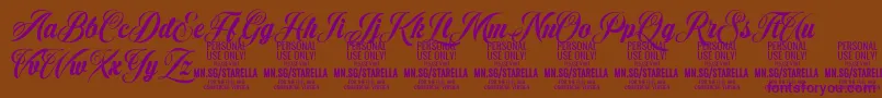 StarellaScript PERSONAL USE Font – Purple Fonts on Brown Background