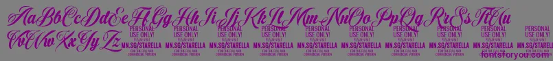 StarellaScript PERSONAL USE-Schriftart – Violette Schriften auf grauem Hintergrund