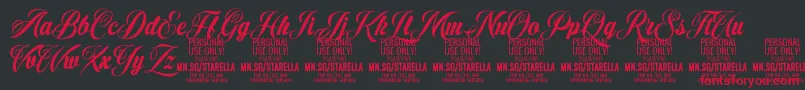 Fonte StarellaScript PERSONAL USE – fontes vermelhas em um fundo preto