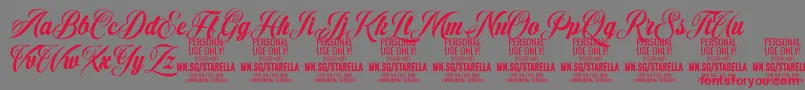 StarellaScript PERSONAL USE Font – Red Fonts on Gray Background