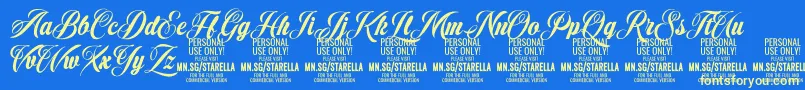 StarellaScript PERSONAL USE Font – Yellow Fonts on Blue Background