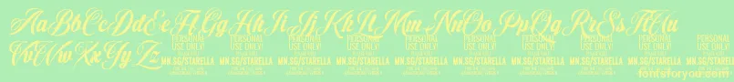 StarellaScript PERSONAL USE Font – Yellow Fonts on Green Background